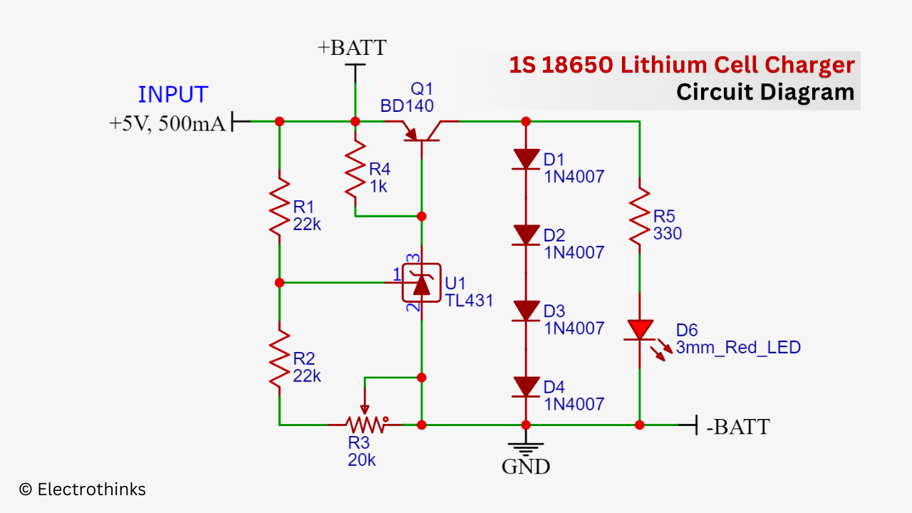 1S 18650 Lithium Cell Charger